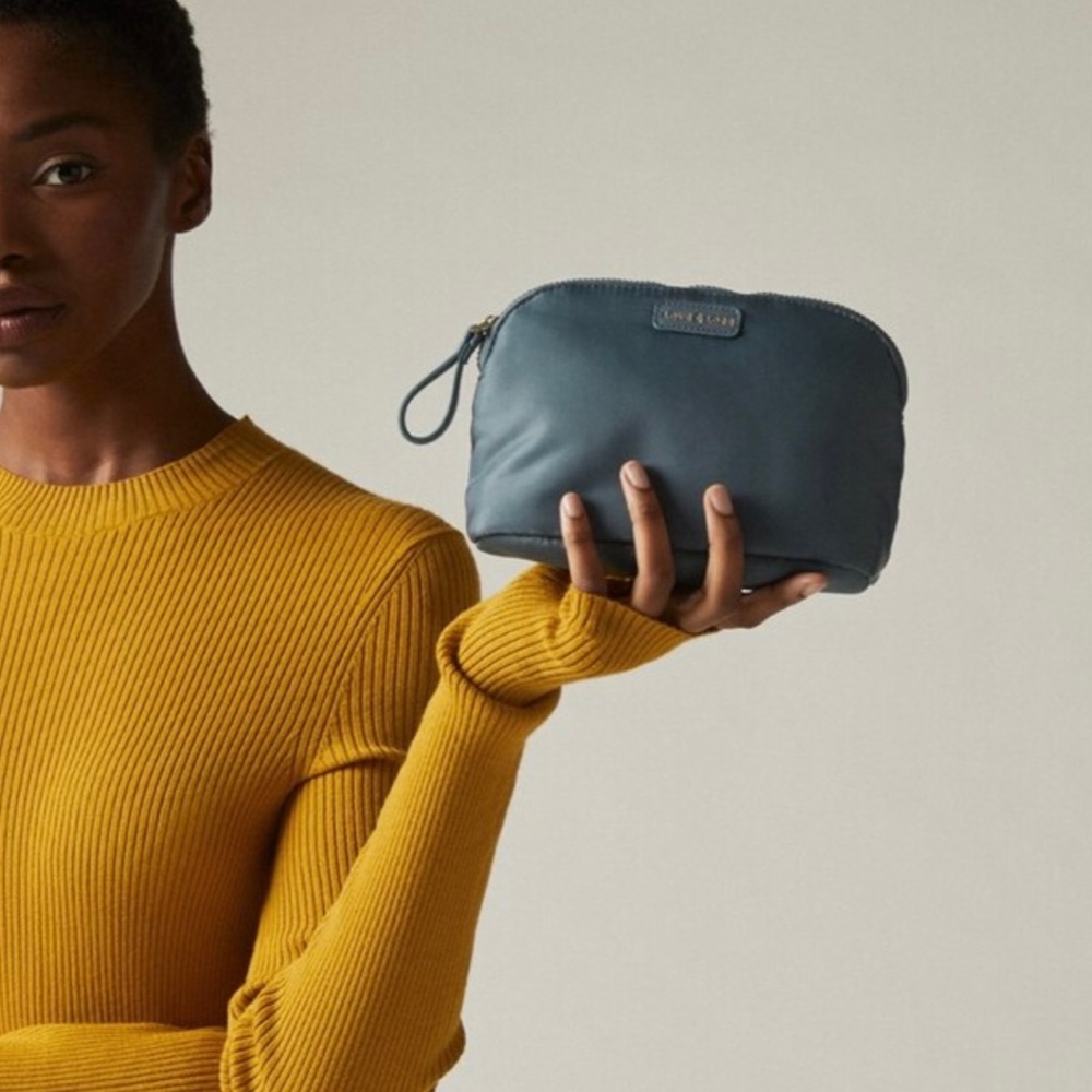 Love & Lore Puffer Cosmetic Bag- Tropper Blue